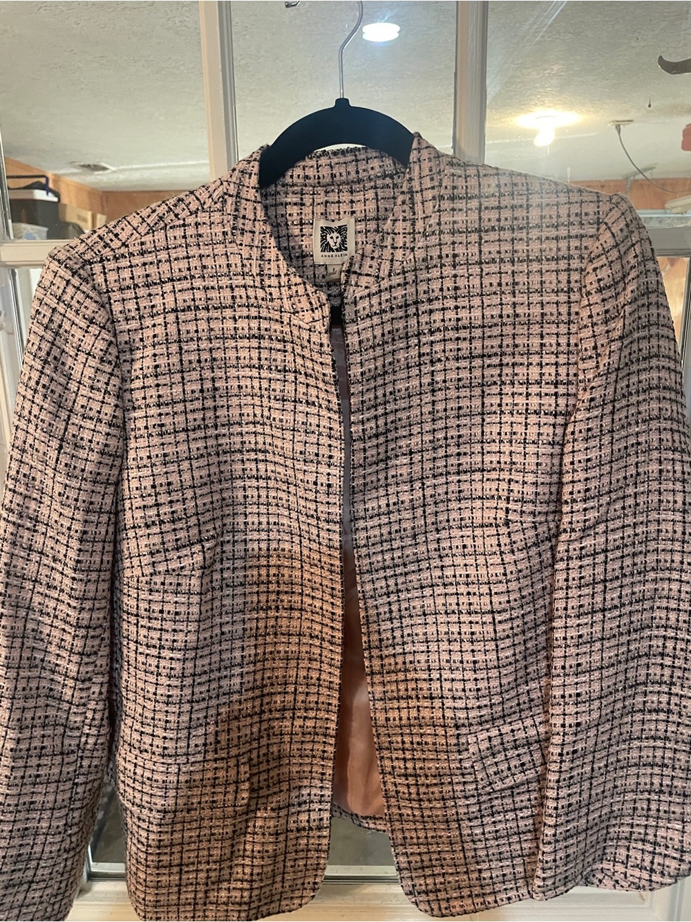 Anne Klein Pink and Black Tweed Zip Jacket